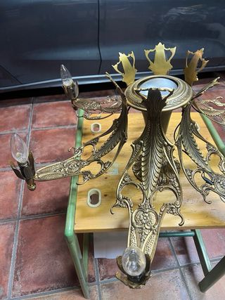 Lámpara de techo Bronce Dorado Vintage 6 Brazos