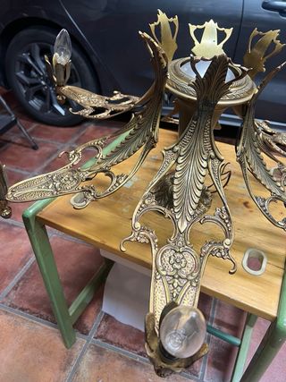 Lámpara de techo Bronce Dorado Vintage 6 Brazos