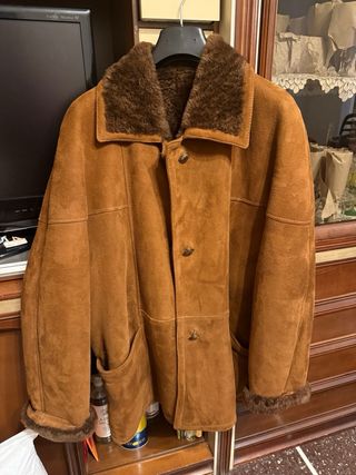 Montone vintage in pelle marrone taglia L