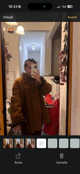 Montone vintage in pelle marrone taglia L