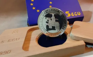 5 ECU 1990 Moneda Plata Caballero