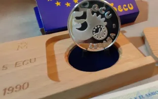 5 ECU 1990 Moneda Plata Caballero