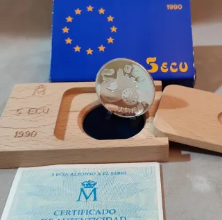 5 ECU Moneda Plata Alfonso VI 1990