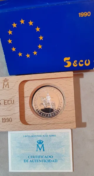 5 ECU Moneda Plata Alfonso VI 1990