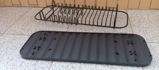 Escorredor de louça preto metal/plástico