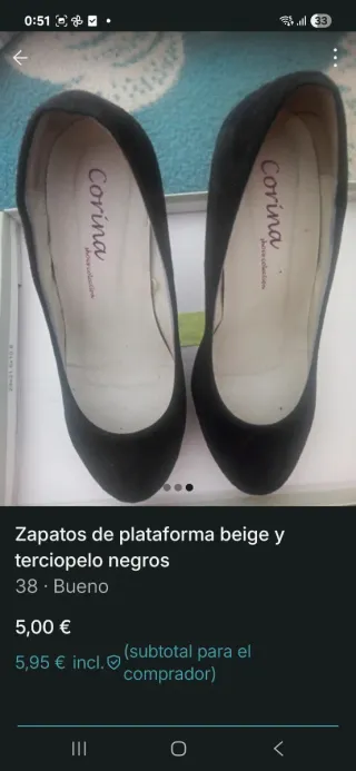 Zapatos terciopelo negros plataforma tacón beige 3