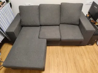 Sofá chaise longue gris