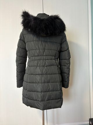 Abrigo acolchado verde oscuro mujer