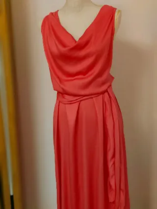 Vestido largo rosa coral