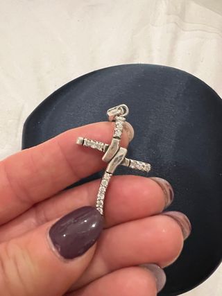 Colgante Cruz Plata Rodiada