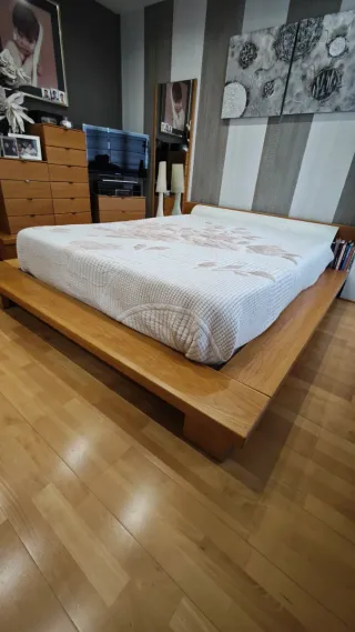 Cama completa madera (canapé + somier + colchón)