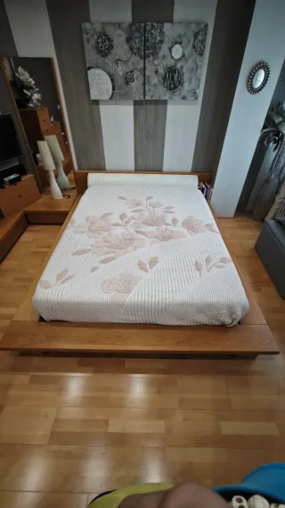 Cama completa madera (canapé + somier + colchón)