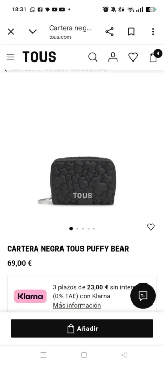 Cartera Tous Puffy Bear Negra Nueva