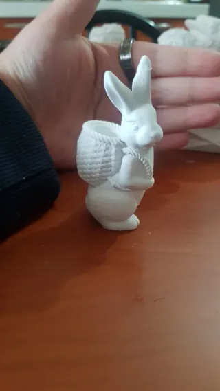 Vasetto gesso coniglietto. Produzione propria. Ott