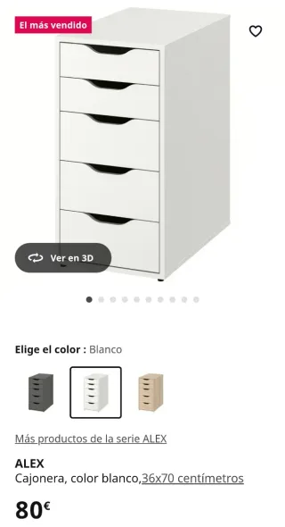 Cajonera ALEX blanca 36x70cm