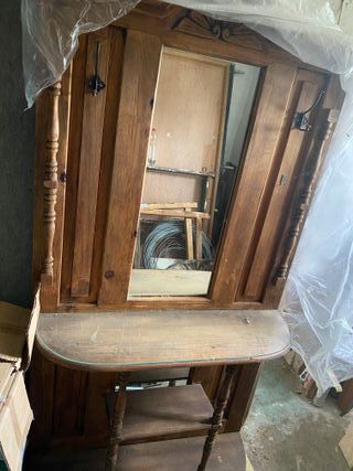 Mueble de entrada madera y cristal antiguo