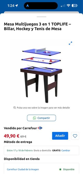 Mesa Multijuegos 3 en 1 TOPLIFE