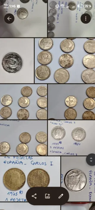 Lote de Monedas y Billetes Variados