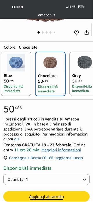 Pouf poggiapiedi lavorato a maglia