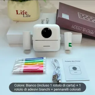 Stampante Termica Portatile + Rotoli + Pennarelli