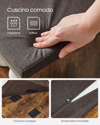 Banco Zapatero, Banco Contenedor Con Cajón Y Compartimentos Abiertos, Estante Para Zapatos, Asiento Acolchado, Entrada Dormitorio, 30 X 104 X 48 Cm, Marrón Vintage Y Marrón LHS024T01