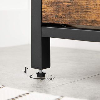 Banco Zapatero, Banco Tapizado Con Cajón Y 2 Estantes para 6 Pares De Zapatos, Estructura De Acero, Industrial, Marrón Vintage Y Negro LSB049B01