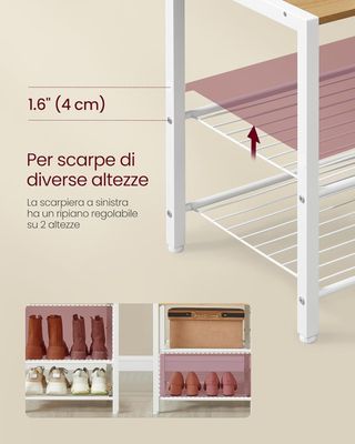 Perchero de Entrada con Banco, Zapatero y 5 Estantes para Objetos, 9 Ganchos para Abrigos y 6 Ganchos Laterales, 40 x 120 x 190 cm, Roble Dorado y Blanco Nublado HSR426Y01