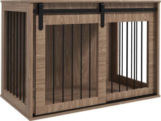 Caseta para Perros Grandes de Madera para Interior, Kennel para Perros Multiusos Con Puerta Corredera, 98X58X61 Cm, Marrón
