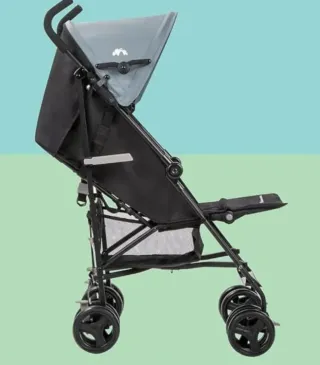 Minicuna gris con ruedas y cesta