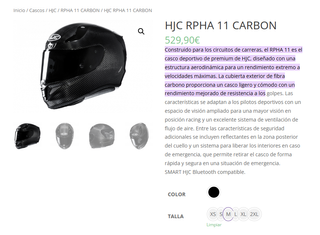 Casco HJC RPHA 11 Carbon Talla M