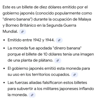 Billete 10 Dólares Japón 1942 Malaya Británica