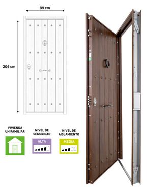 PUERTA ACORAZADA NOGAL RUSTICA