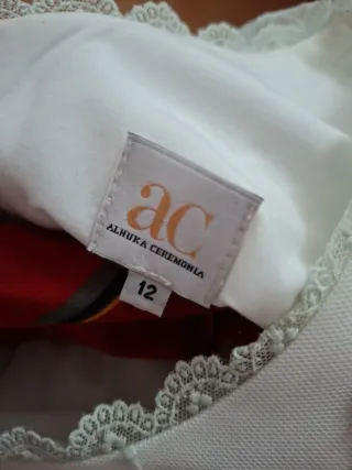 Vestido de comunión blanco y verde agua