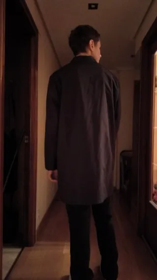 Abrigo Largo Hombre Negro Gabardina