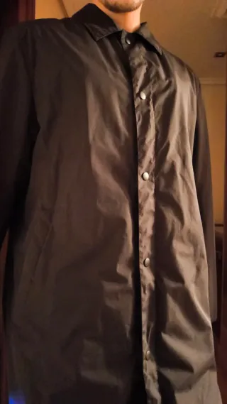 Abrigo Largo Hombre Negro Gabardina