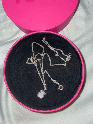 Collar Tous Oso Blanco Cadena Plateada