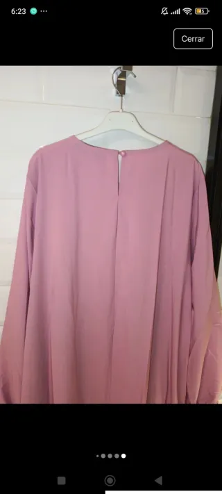 Vestido Zanzea rosa plisado manga larga