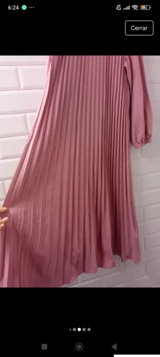 Vestido Zanzea rosa plisado manga larga