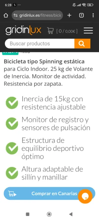 Bicicleta Spinning Naranja y Negra