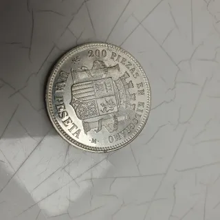 Una Peseta 1869, 200 piezas en Kg original plata