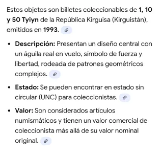 Kirguistán 1993 - Billetes de 1, 10 y 50 Tiyin