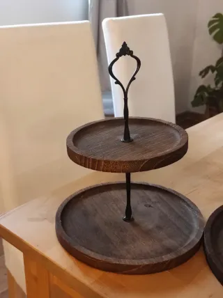 Alzatina 2 livelli legno e metallo