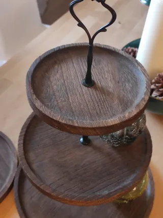 Alzatina 2 livelli legno e metallo