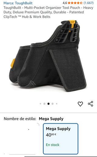 ToughBuilt - Bolsa organizadora para herramientas con múltiples bolsillos - Resistente, de primera calidad, duradera - Cinturones de trabajo y cubo con ClipTech™ patentados