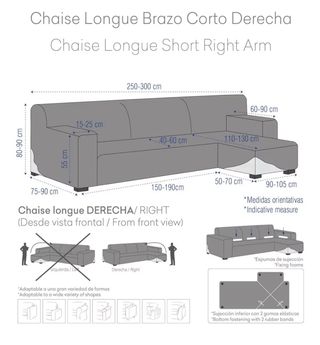 Funda Chaise Longue beige - brazo derecho