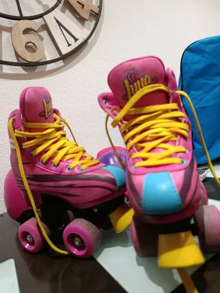 Patines rosas CallLuna, protecciones y casco Oxelo