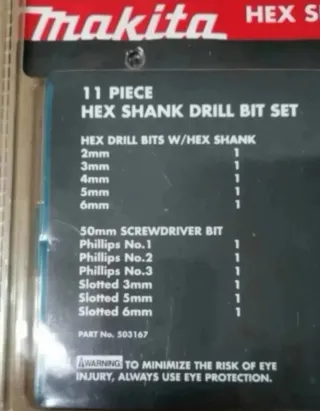 Set makita de 11 accesorios