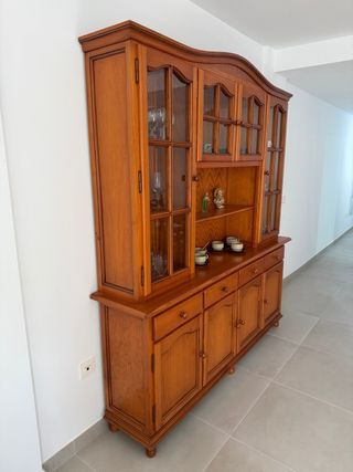 Mueble Salón Madera Rústico Cristal