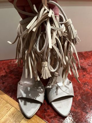 Sandalias Zara Beige Ante Flecos