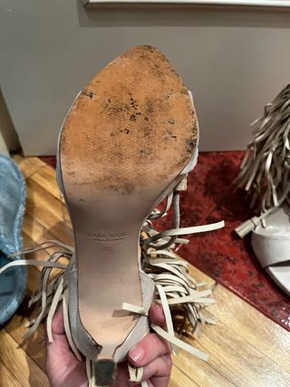 Sandalias Zara Beige Ante Flecos